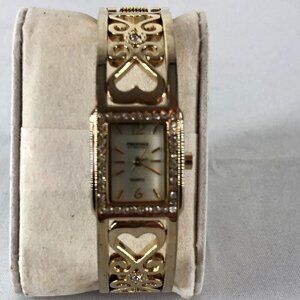 Prestige By Waltham Gold Tone with Rhinestones Bracelet Quartz Watch